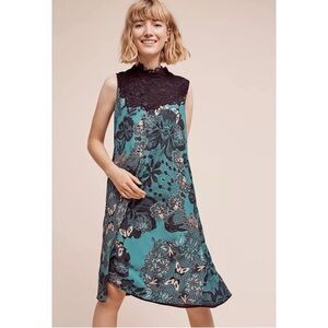 Anthropologie Maeve Butterfly Floral Black Lace Swing Dress Size S